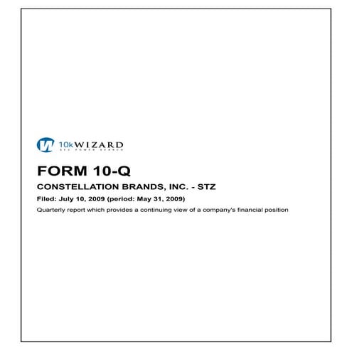 Q2 2009 Earning Report of Constellation Brands, Inc.