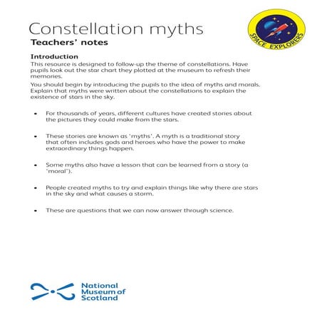 Constellation Myths Teachers
