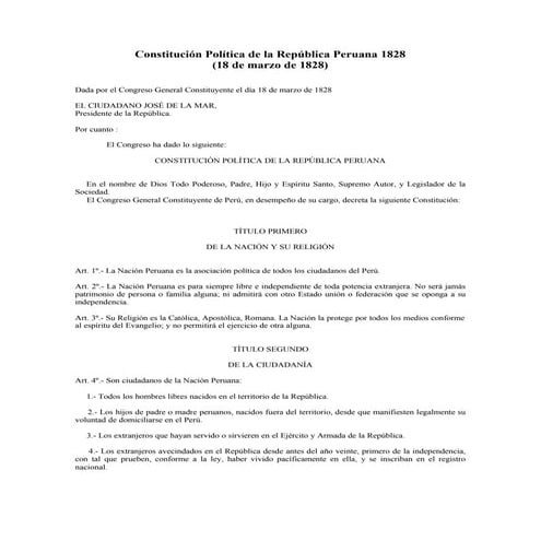 Constitución política de la república peruana 1828