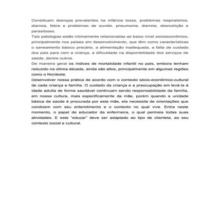 Constituem doenças prevalentes na infância tosse