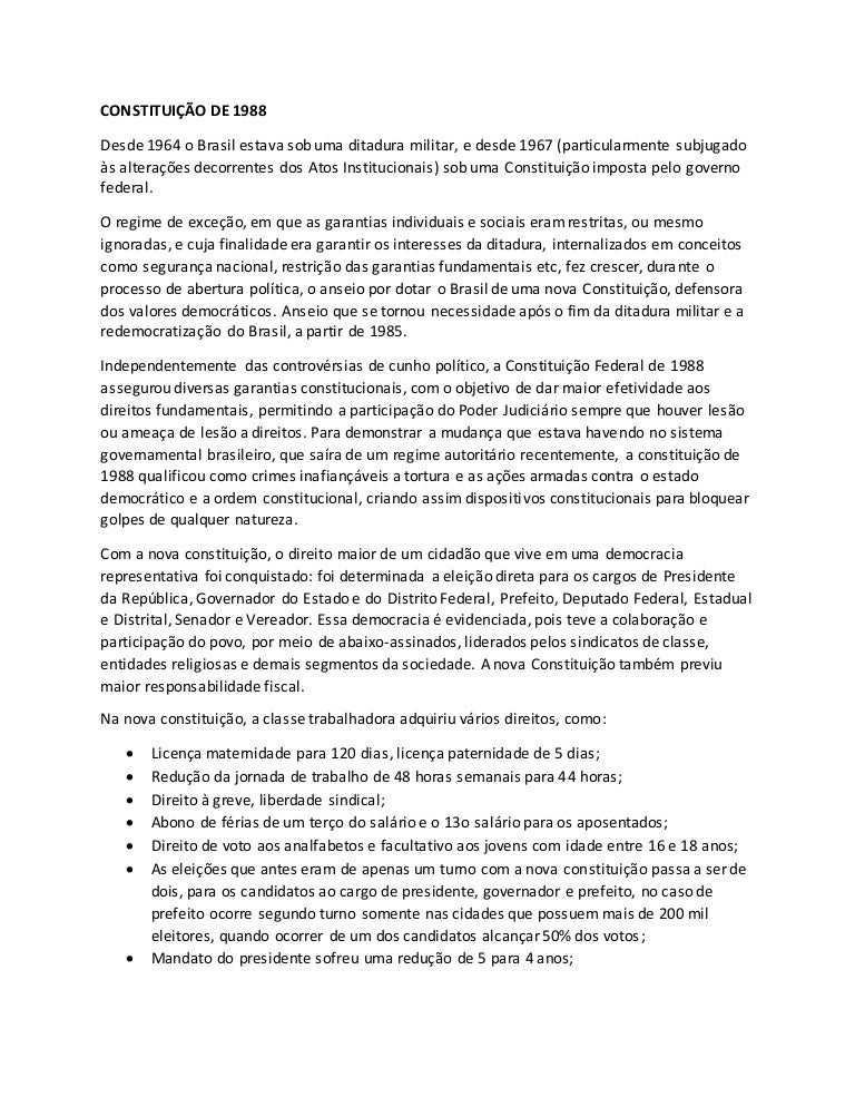 Considerando O Regime Político Brasileiro Após A Constituição De 1988