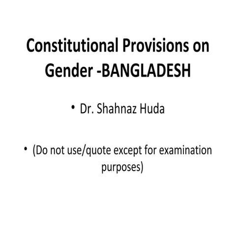 Constitutional provisions on Gender in Bangladesh