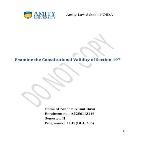 Constitutional validity of section 497 ipc | DOCX