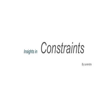 use constraints effectively and efficiently