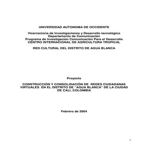 ConstruccióN Y ConsolidacióN De Redes Ciudadanas Virtuales En El Distrito De ...