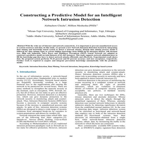 Constructing a predictive model for an intelligent network intrusion ...