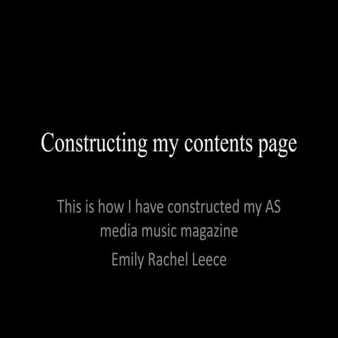 Constructing my contents page