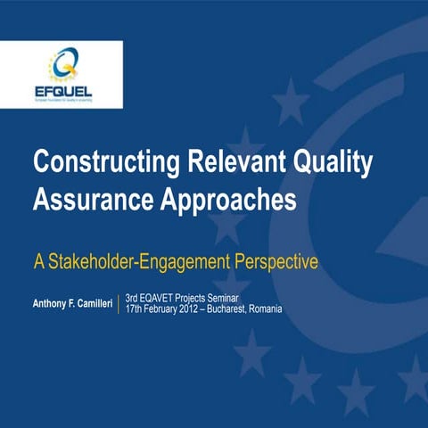 Constructing relevant quality assurance approaches