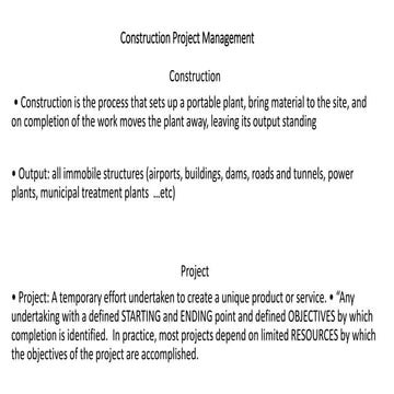 Construction PROJECT MANAGEMENT