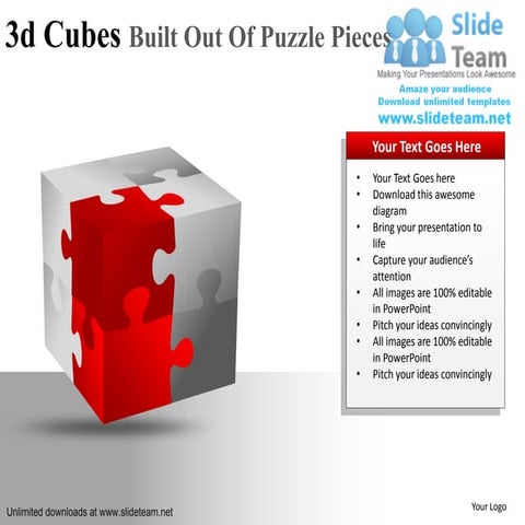 Construction 3 d cube puzzle pieces powerpoint slides and ppt diagram templates 