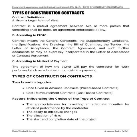 Construction contract