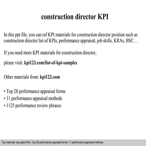 Construction director kpi
