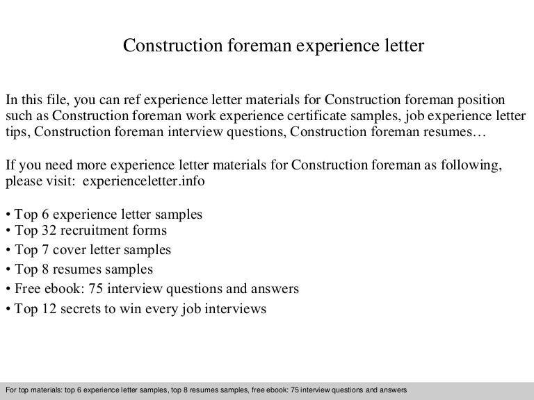 construction foreman resume