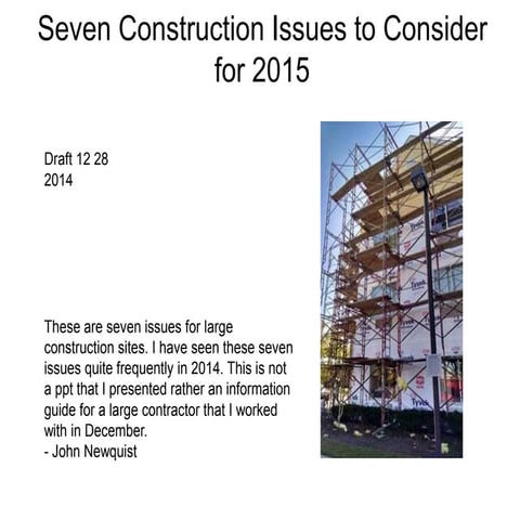 Construction Safety Issues for 2015