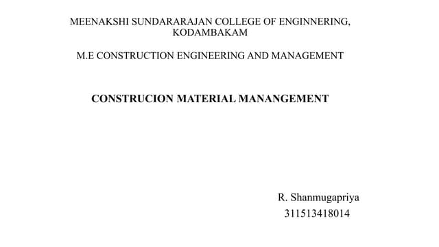 Construction Material Management
