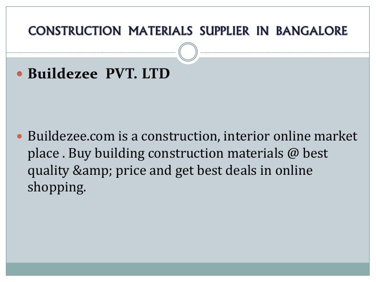 CONSTRUCTION MATERIALS SUPPLIER IN BANGALORE