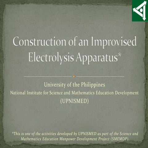 Construction of an improvised electrolysis apparatus