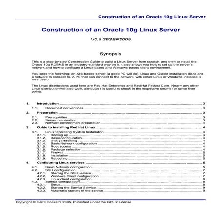 Construction ofanoracle10glinuxserver 0.5