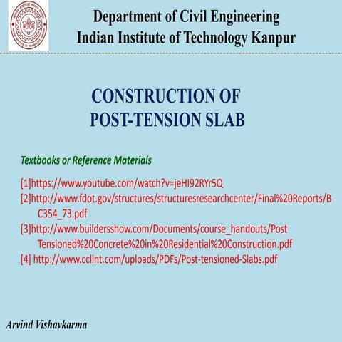 Construction of post tension slab