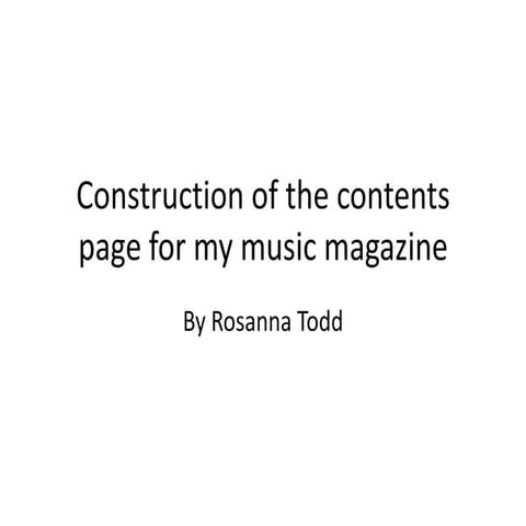 Construction of the contents page