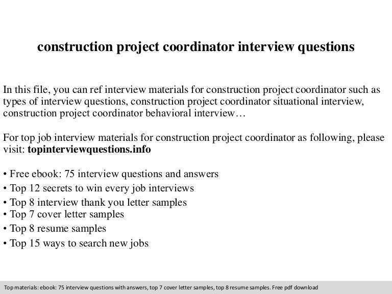 project coordinator sample interview questions