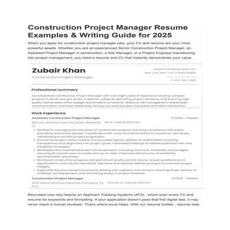 Site Supervisor Resume Examples & Writing Guide for 2025 | PDF