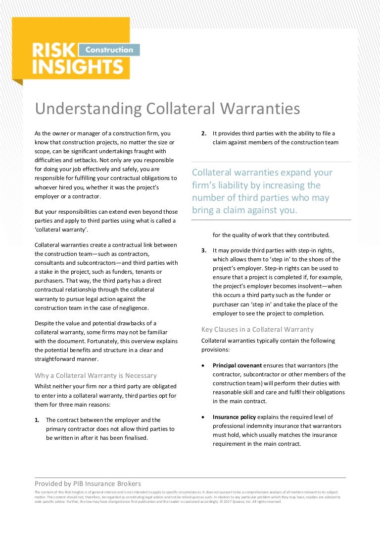 Construction risk insights understanding collateral warranties