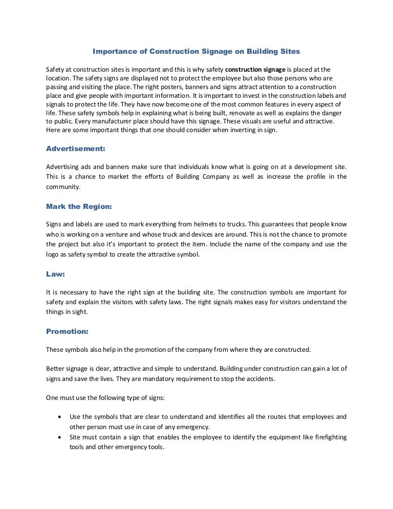 Importance Of Construction Signage