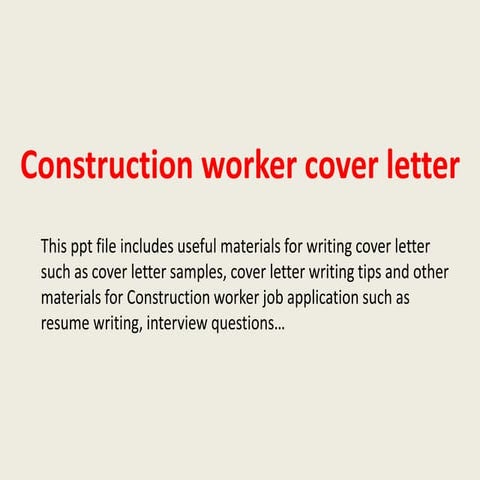 Construction Worker Cover Letter