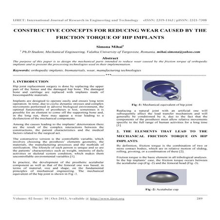 Constructive concepts for reducing wear caused by the