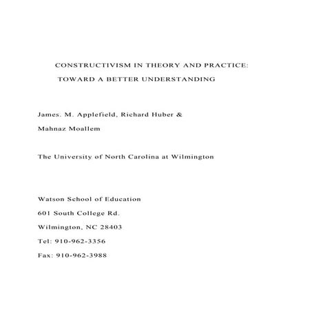        CONSTRUCTIVISM IN THEORY AND PRACTICE         TO.docx