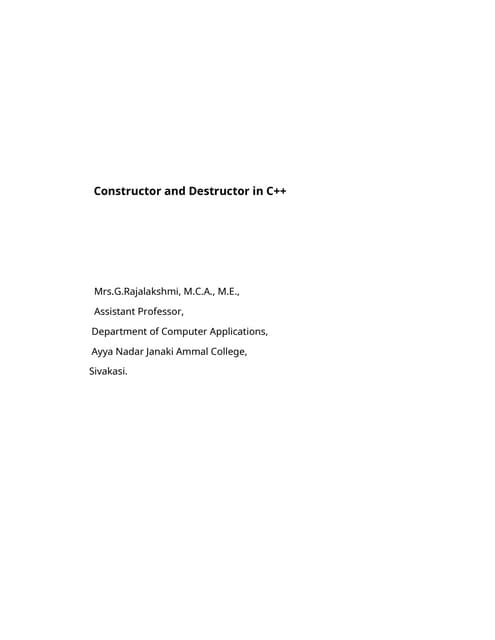Constructor-Types of Constructor:default,parameterized,copy constructor-Destr...