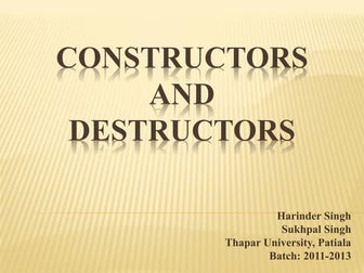 Constructors and Destructors