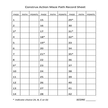 Construx Record Sheet