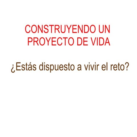 Construyendo Un Proyecto De Vida