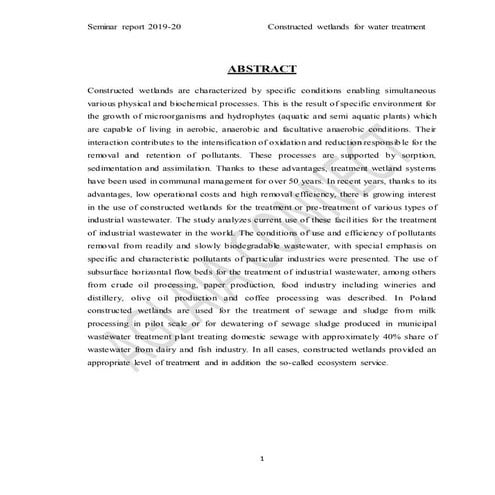 Constucted wetlands for waste water treatment