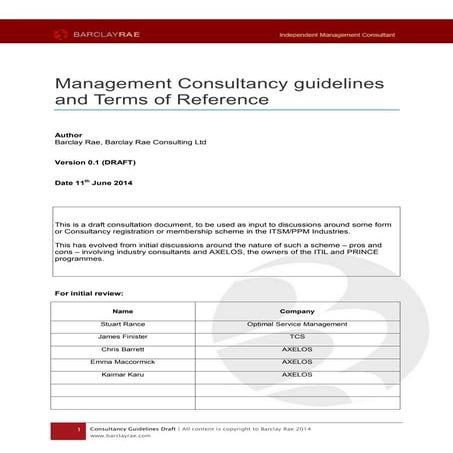 Consultancy guidelines draft v 0.1