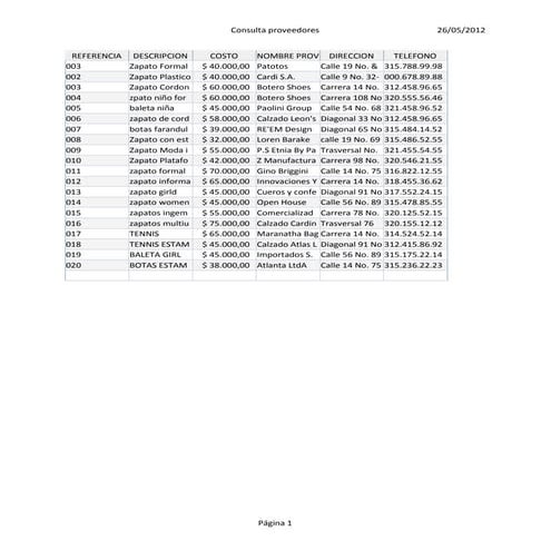 Consulta proveedores