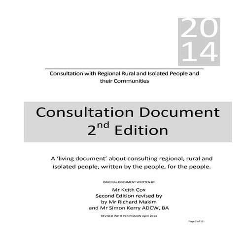 Consultation with Regional Rural and Isolated People 2014