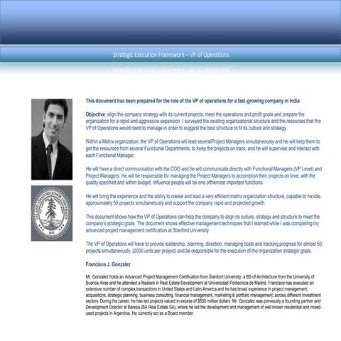 Consulting - Stanford Strategic Framework for Matrix Structures 