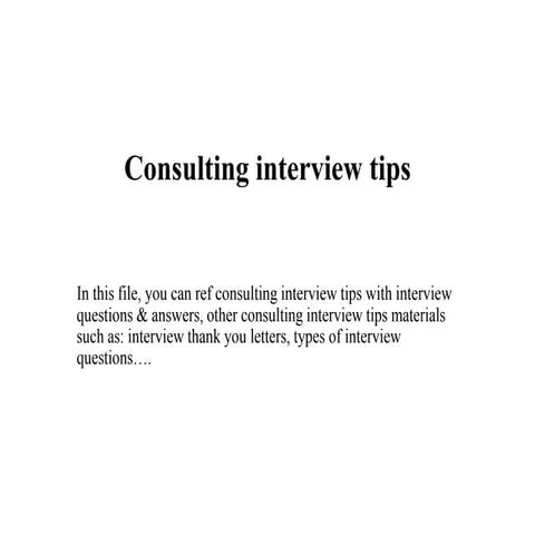 Consulting interview tips
