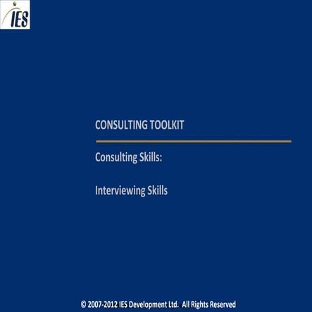 Consulting toolkit   interviewing skills