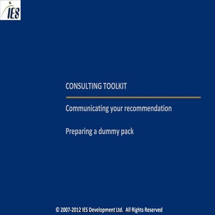 Consulting toolkit   preparing dummy pack