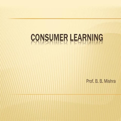 Consumer-Learning and behaviour dynamics
