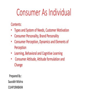 Consumer as individual