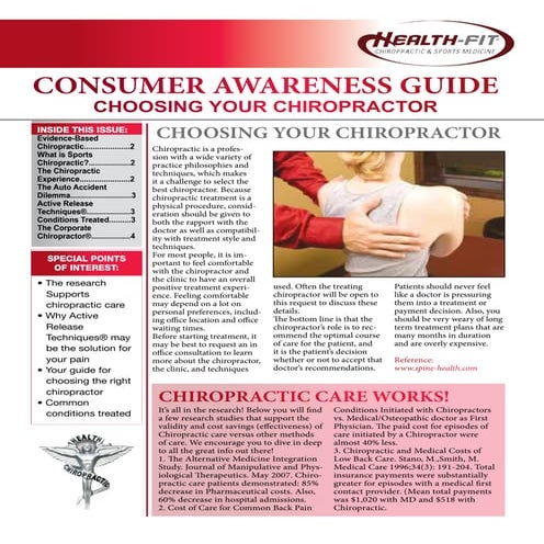 Consumer Awereness Guide: Choosing Your Chiropractor 