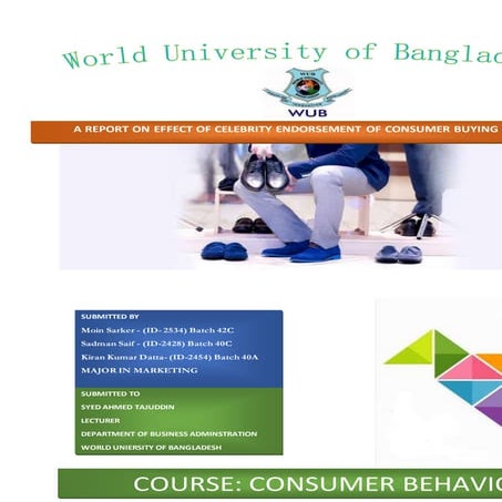 A study on Celebrity endorsement of Consumer buying decision Report