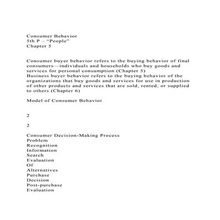 Consumer Behavior 5th P – People”Chapter 5Consumer bu.docx