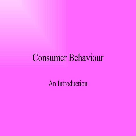 Consumer behaviour