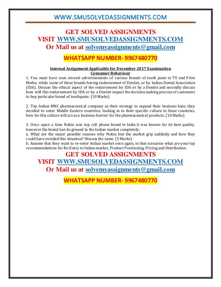 Consumer behaviour report assignment picture